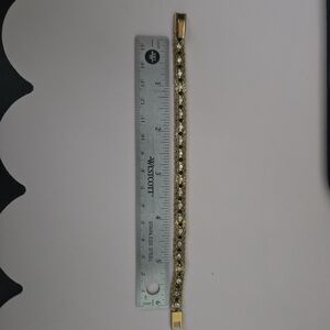 Gold and Silver Chain Bracelet for Women With Black And White Stones